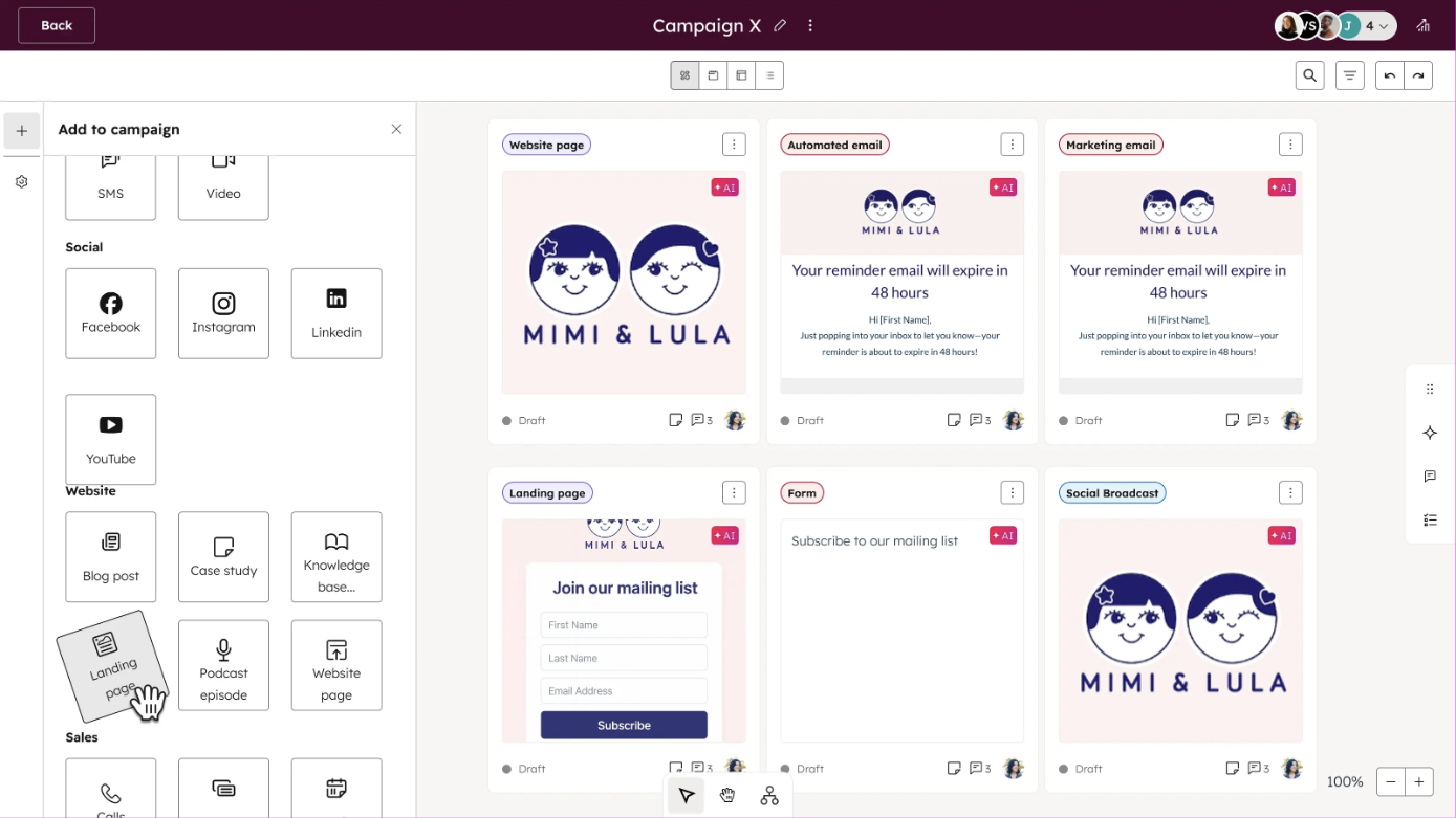 hubspot-marketing-hub-campaign-canvas-with-linkedin-asset